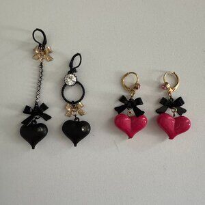 Betsey Johnson Heart Earrings (2 pairs)